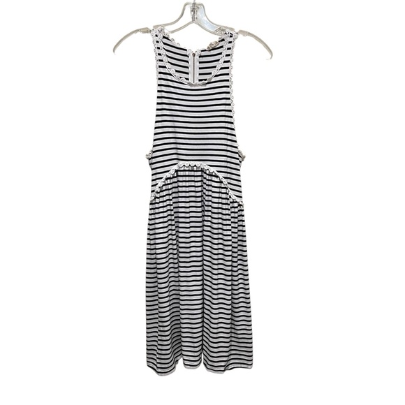 POL Babydoll Striped Crochet Trim Dress Black and White Women’s Size Small - Picture 2 of 9